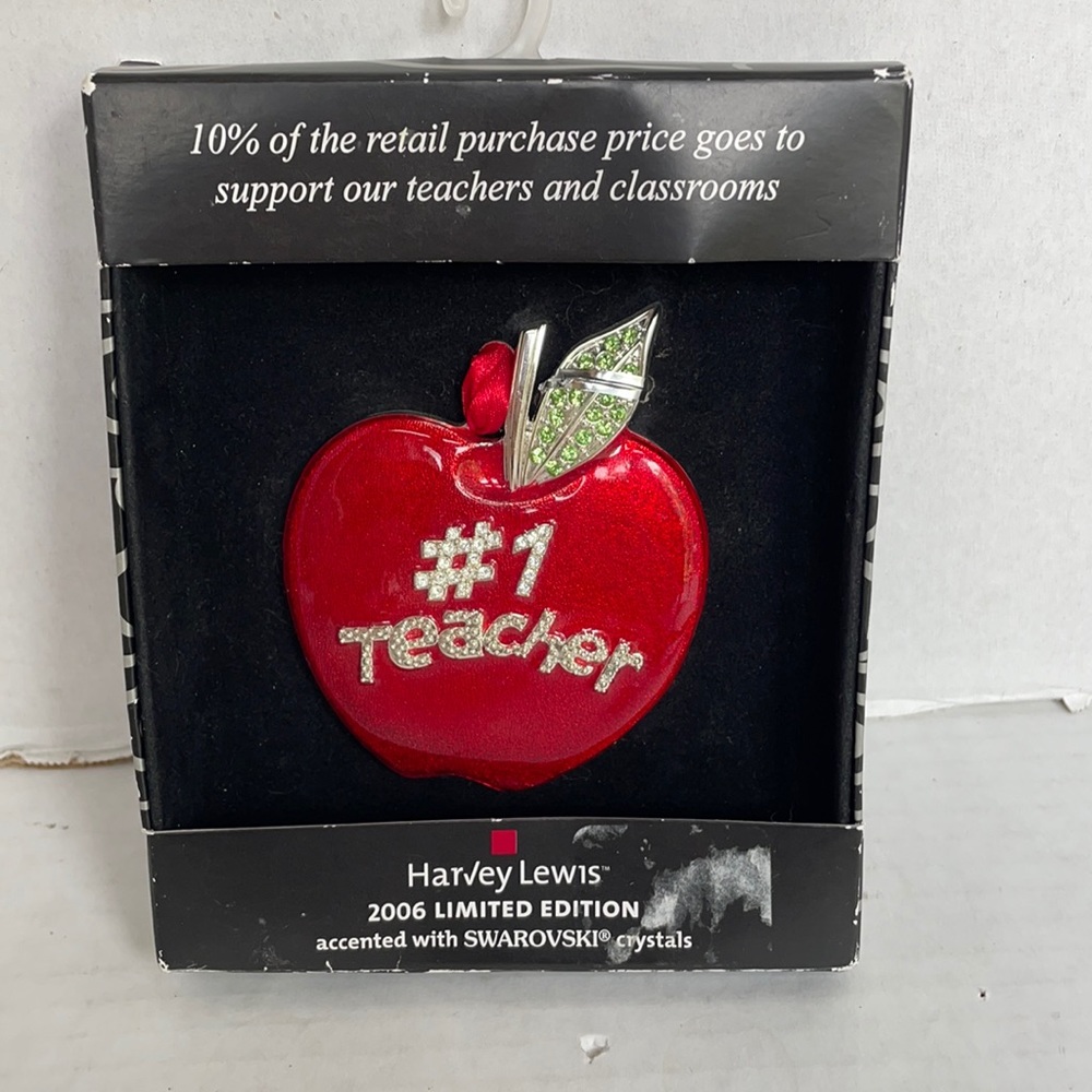 Harvey Lewis ornament #1 teacher apple